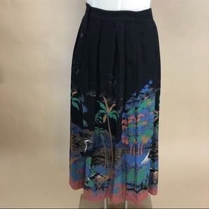 Vintage Tropical Midi Maxi Skirt Extra Small XS